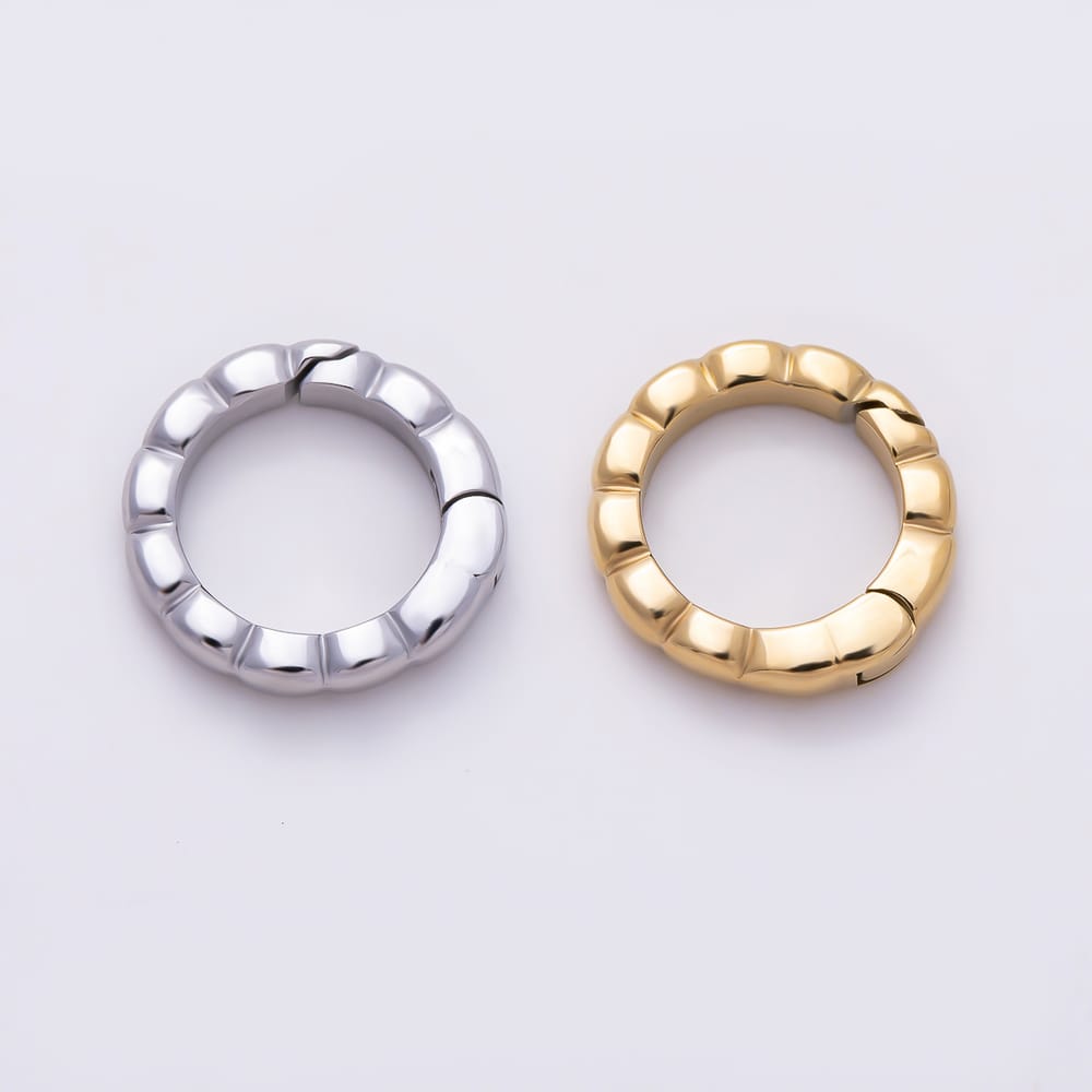 Stainless Steel 13mm Textured Openable Spring O-Ring Snap Clasp Findings | Findings-00613 - Findings-00614