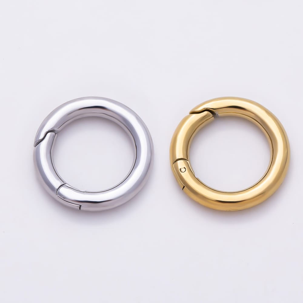 Stainless Steel Round Spring Gate Ring Push Clasp Findings | Findings-00601 - Findings-00610