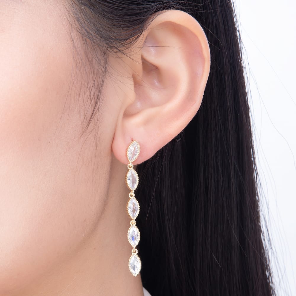 16K Gold Filled 53mm Marquise CZ Statement Dangle Drop Earrings| Earrings-00938