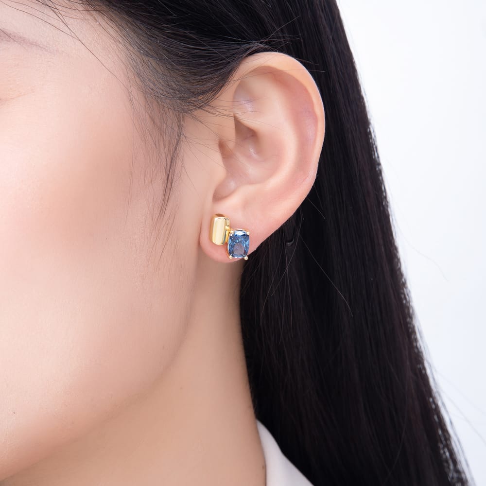 16K Gold Filled 16mm Rectangle Colorful Radiant Cut CZ Solitaire Stud Earrings| Earrings-00898 - Earrings-00902