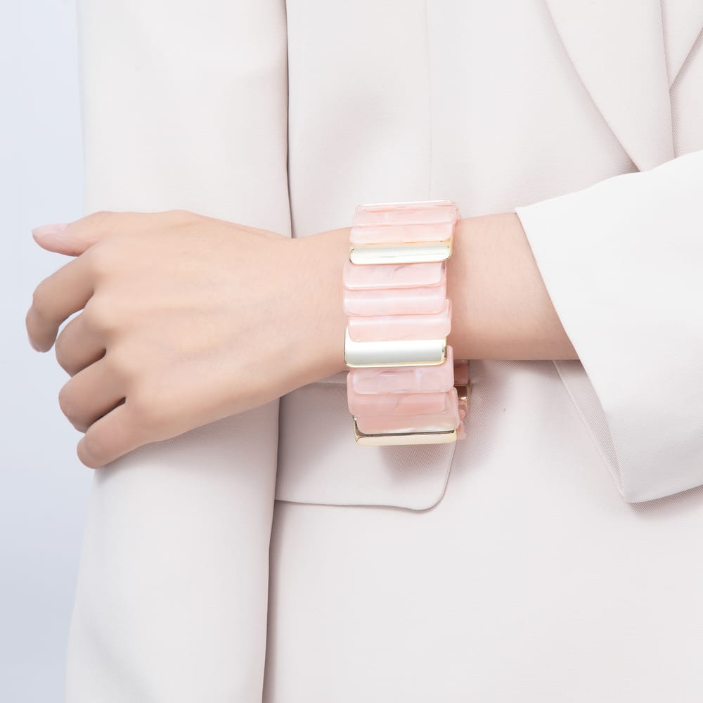 Colorful Chunky Resin Segment Stretch Bangle Bracelet | WA-01057 - WA-01063