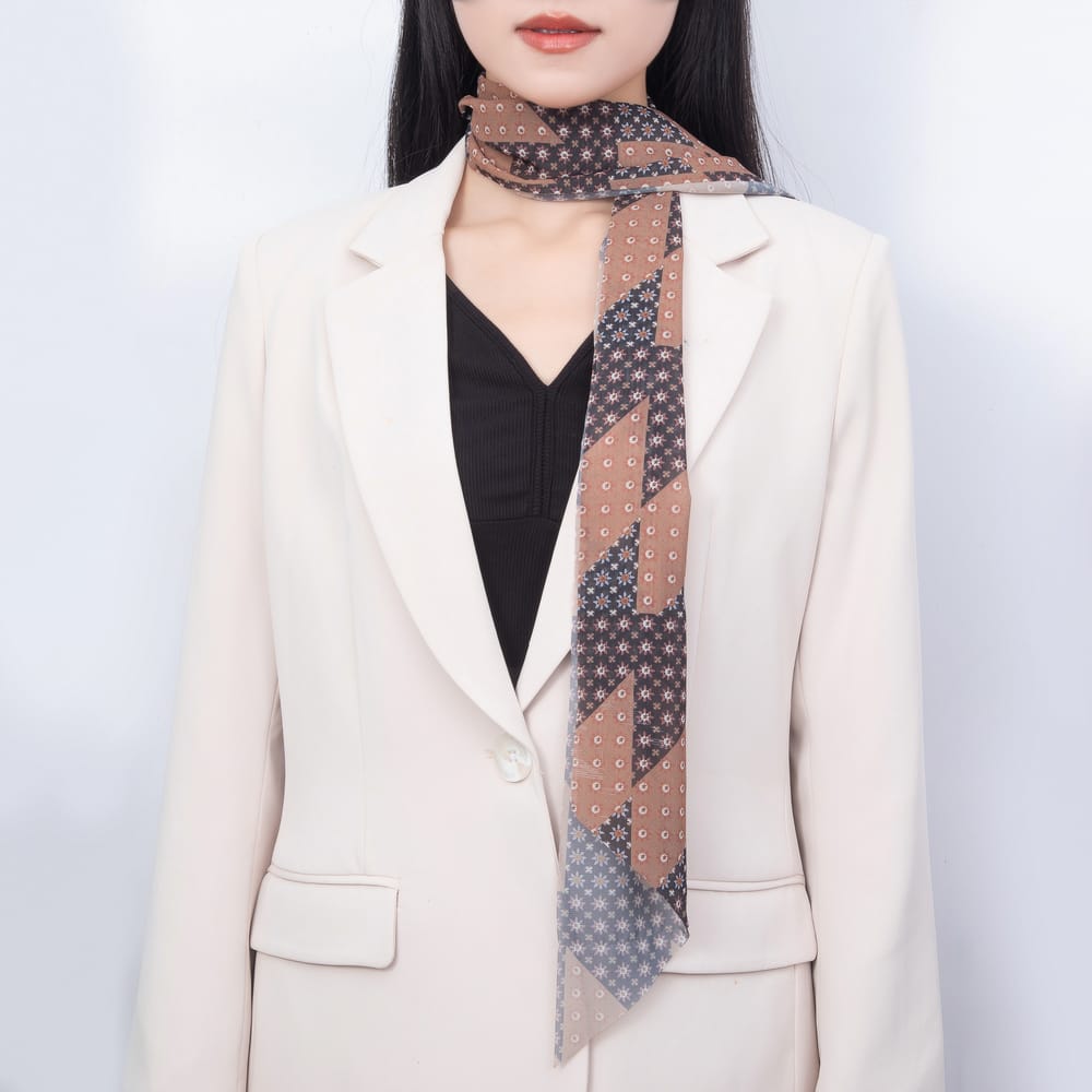 Sheer Organza Silk Tapered Ribbon Scarf Necklace | WA-00578 - WA-00581