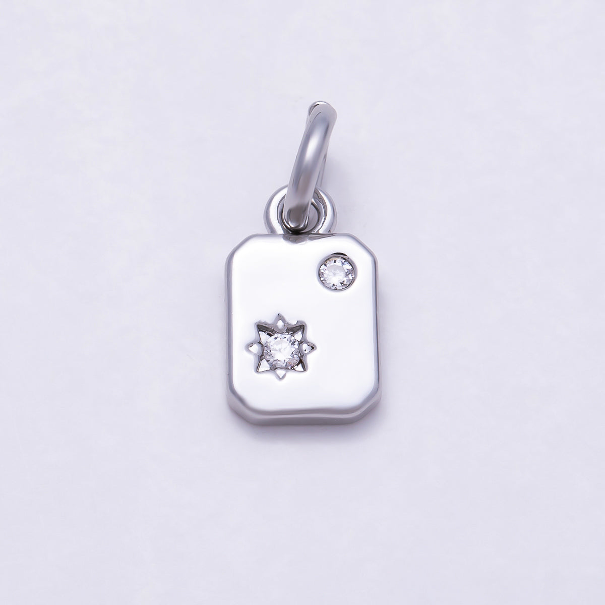 16K Gold Filled 9mm Rectangular Starburst Tag Charm in Gold & Silver | Charms-01933 - Charms-01934
