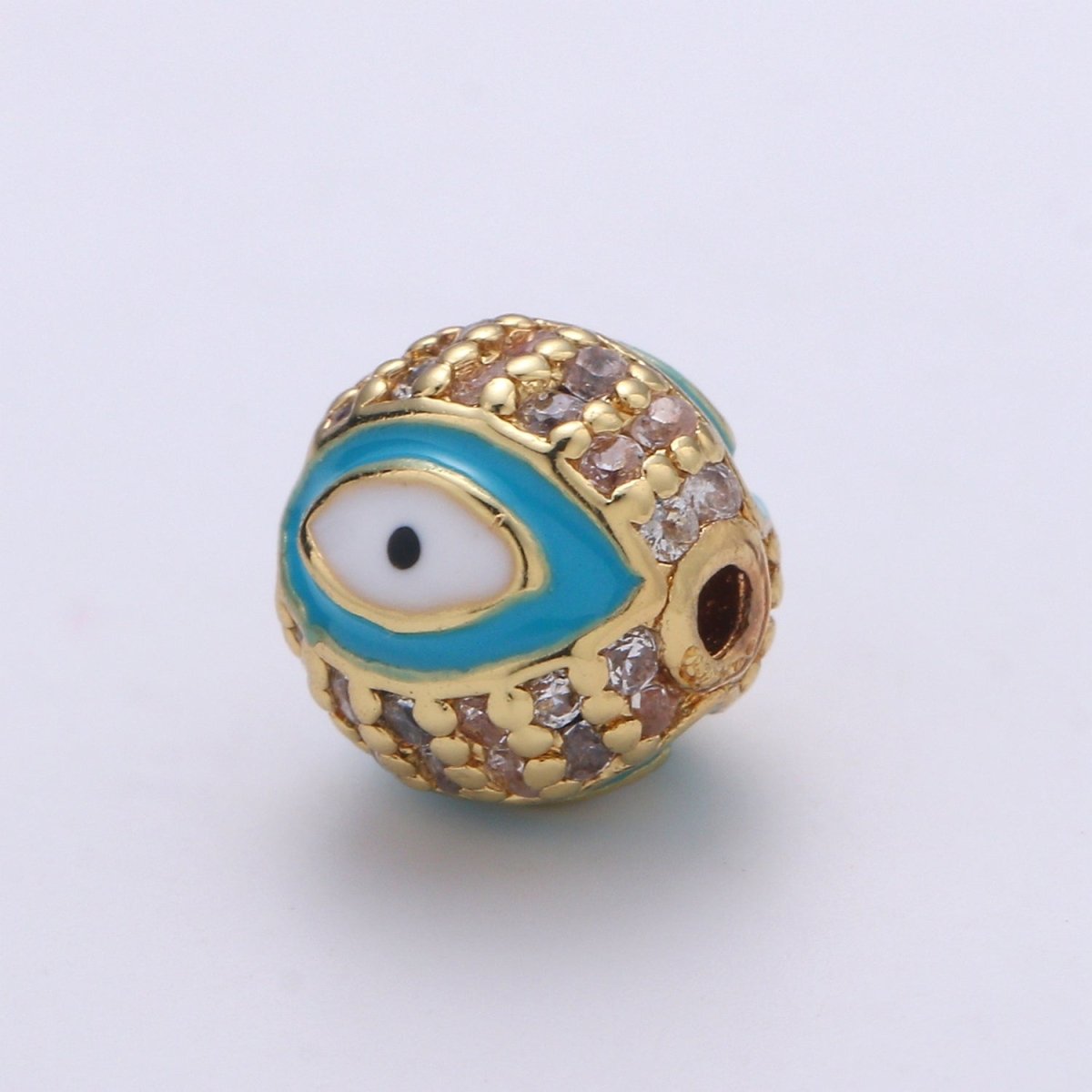 8mm Evil Eye Beads - Round Circle Bead Spacer - Religious Amulet Prayer Beads - Gold Evil Eye Bracelet Beads - Micro Pave Small Hole Beads B - 287 B - 288 B - 289 B - 291 B - 292 - DLUXCA