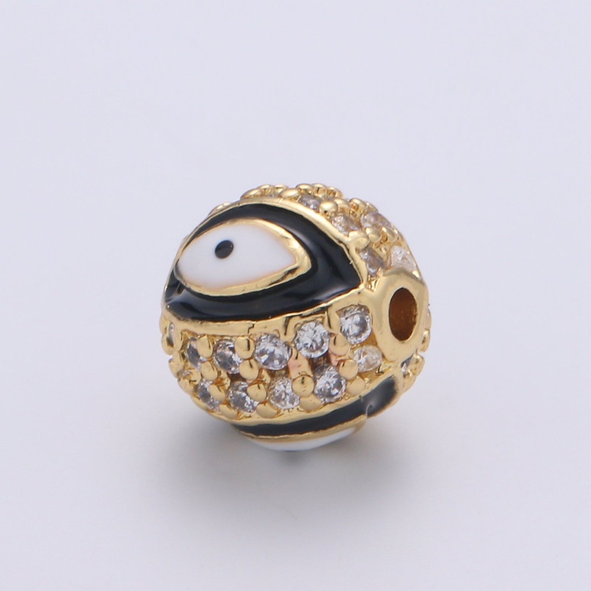 8mm Evil Eye Beads - Round Circle Bead Spacer - Religious Amulet Prayer Beads - Gold Evil Eye Bracelet Beads - Micro Pave Small Hole Beads B - 287 B - 288 B - 289 B - 291 B - 292 - DLUXCA