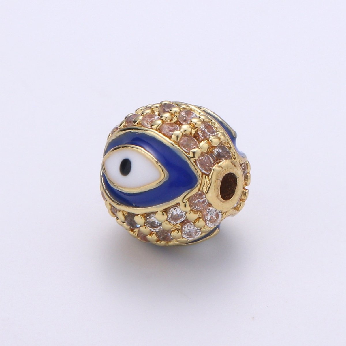 8mm Evil Eye Beads - Round Circle Bead Spacer - Religious Amulet Prayer Beads - Gold Evil Eye Bracelet Beads - Micro Pave Small Hole Beads B - 287 B - 288 B - 289 B - 291 B - 292 - DLUXCA