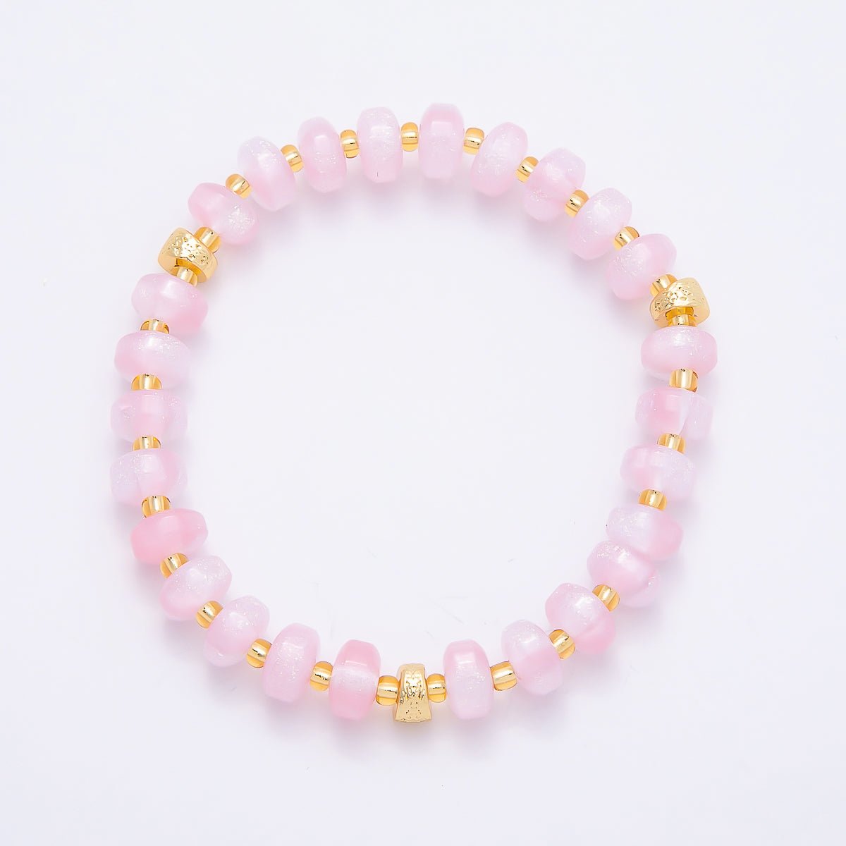8mm Multicolor, Blue, Yellow, Pink, Orange, Green Glitter Rondelle Bead Resin 7 Inch Stretch Bracelet | WA-04559 ~ WA-04564 - DLUXCA