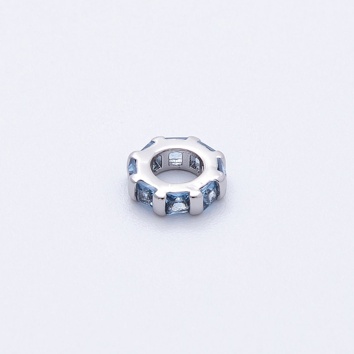 8mm Personalized Birthstone Micro Paved Round CZ Rondelle Spacer Set | Beads - 00140 ~ Beads - 00151 - DLUXCA