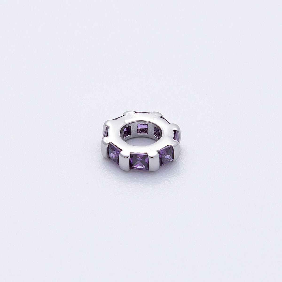 8mm Personalized Birthstone Micro Paved Round CZ Rondelle Spacer Set | Beads - 00140 ~ Beads - 00151 - DLUXCA
