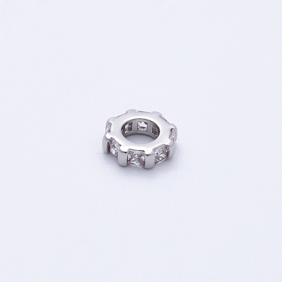 8mm Personalized Birthstone Micro Paved Round CZ Rondelle Spacer Set | Beads - 00140 ~ Beads - 00151 - DLUXCA