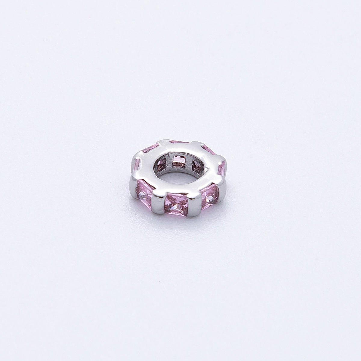 8mm Personalized Birthstone Micro Paved Round CZ Rondelle Spacer Set | Beads - 00140 ~ Beads - 00151 - DLUXCA