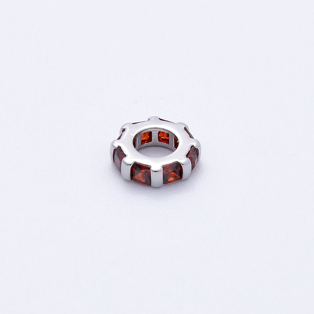 8mm Personalized Birthstone Micro Paved Round CZ Rondelle Spacer Set | Beads - 00140 ~ Beads - 00151 - DLUXCA