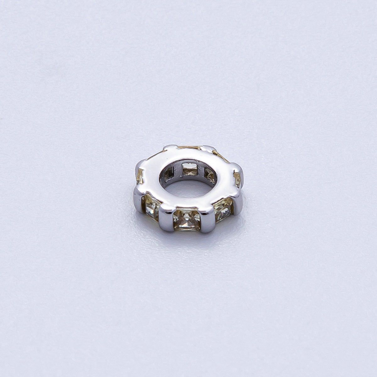 8mm Personalized Birthstone Micro Paved Round CZ Rondelle Spacer Set | Beads - 00140 ~ Beads - 00151 - DLUXCA