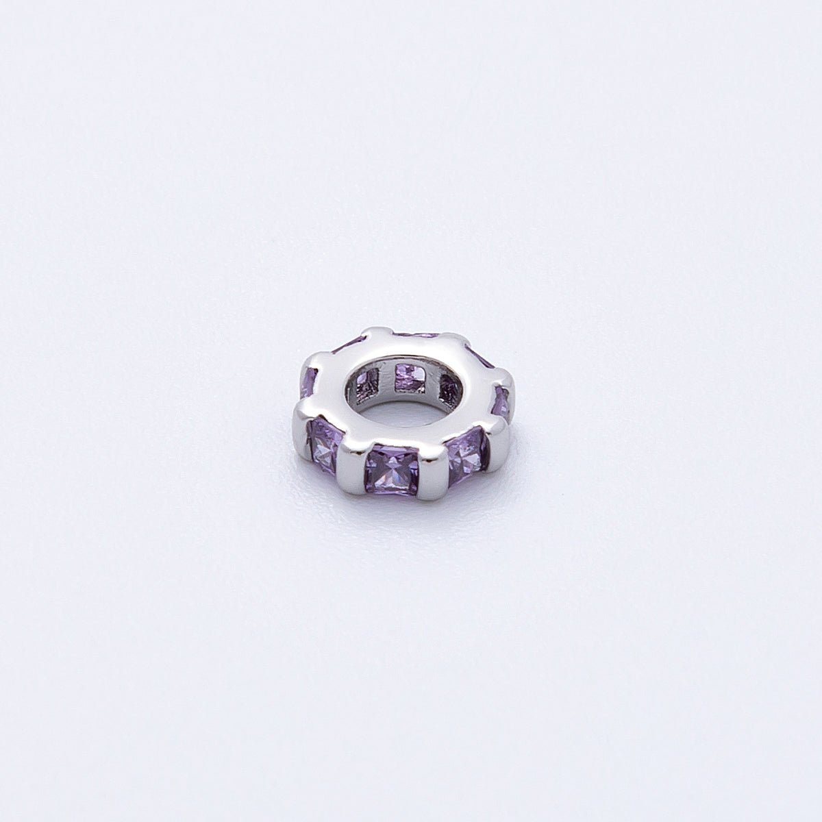 8mm Personalized Birthstone Micro Paved Round CZ Rondelle Spacer Set | Beads - 00140 ~ Beads - 00151 - DLUXCA