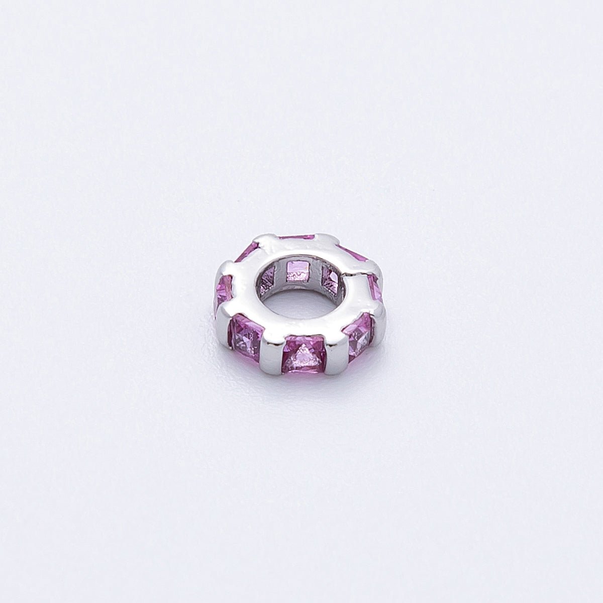 8mm Personalized Birthstone Micro Paved Round CZ Rondelle Spacer Set | Beads - 00140 ~ Beads - 00151 - DLUXCA