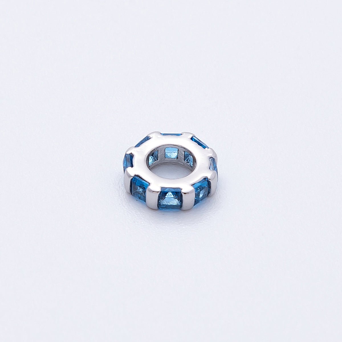 8mm Personalized Birthstone Micro Paved Round CZ Rondelle Spacer Set | Beads - 00140 ~ Beads - 00151 - DLUXCA