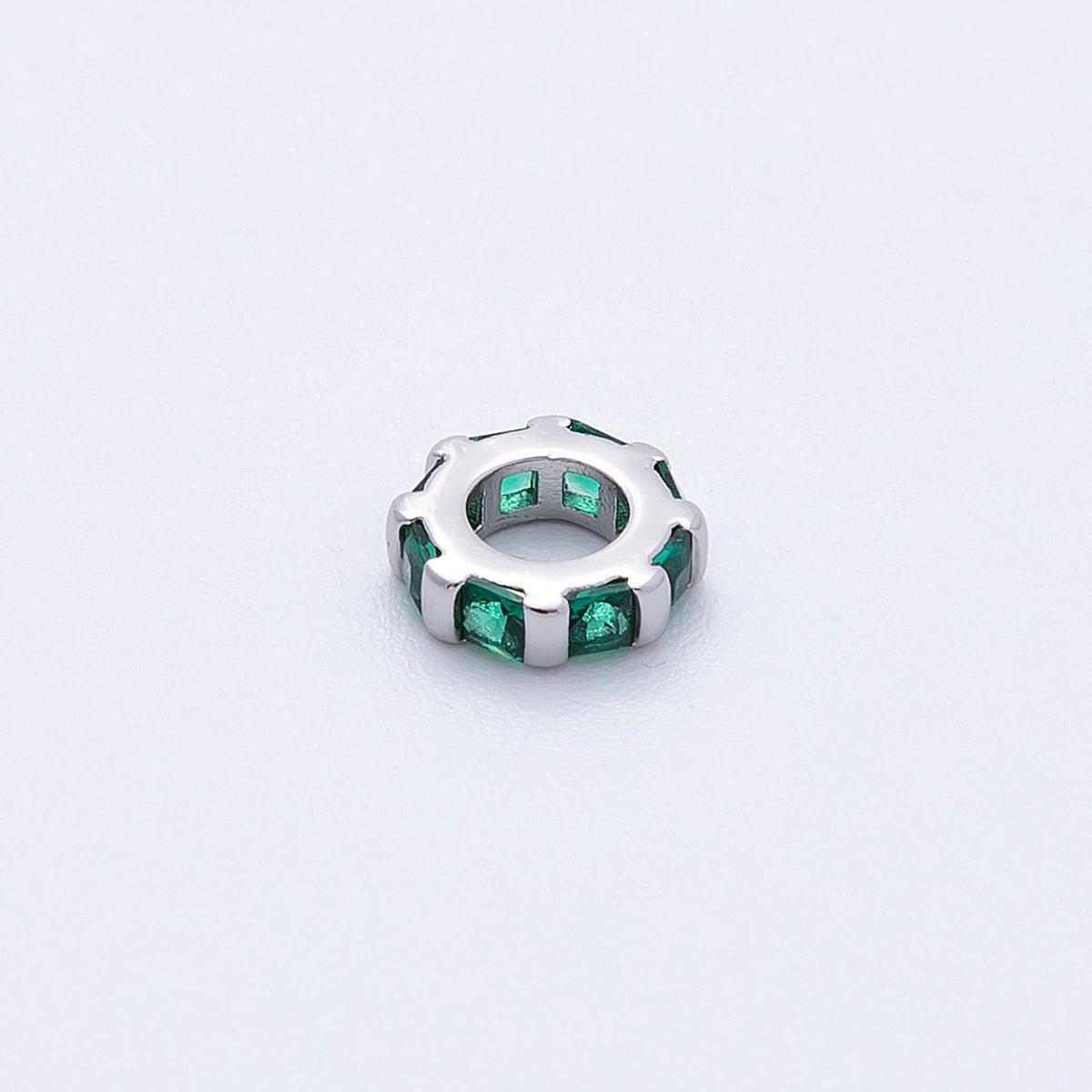 8mm Personalized Birthstone Micro Paved Round CZ Rondelle Spacer Set | Beads - 00140 ~ Beads - 00151 - DLUXCA
