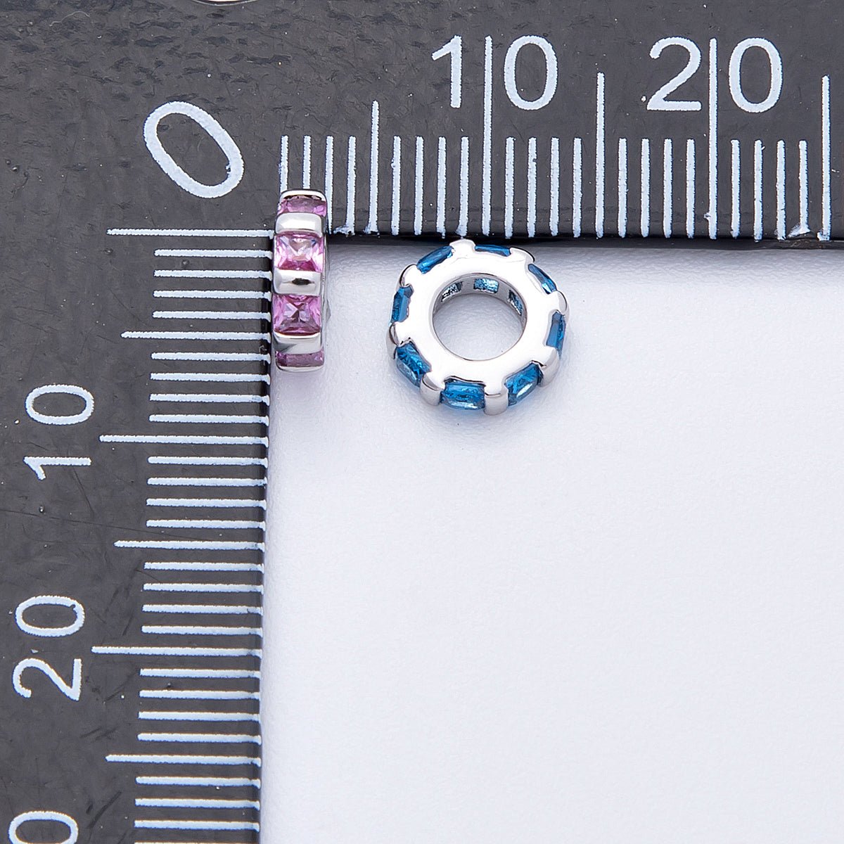 8mm Personalized Birthstone Micro Paved Round CZ Rondelle Spacer Set | Beads - 00140 ~ Beads - 00151 - DLUXCA