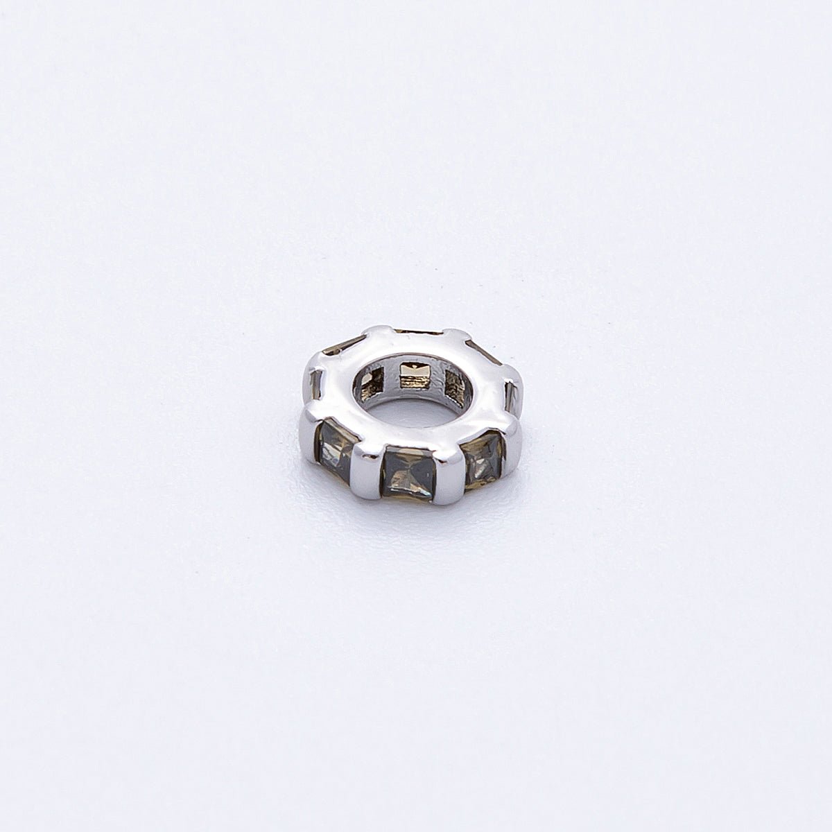 8mm Personalized Birthstone Micro Paved Round CZ Rondelle Spacer Set | Beads - 00140 ~ Beads - 00151 - DLUXCA