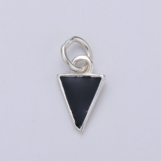 925 Sterling Silver Black Triangle Charm, Shape Charm Silver Geometric Charm for Necklace Bracelet Earring, Black Charm SL - 050 - DLUXCA