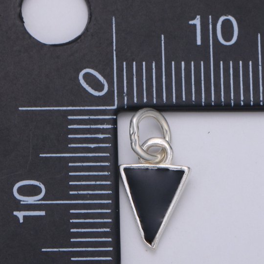 925 Sterling Silver Black Triangle Charm, Shape Charm Silver Geometric Charm for Necklace Bracelet Earring, Black Charm SL - 050 - DLUXCA