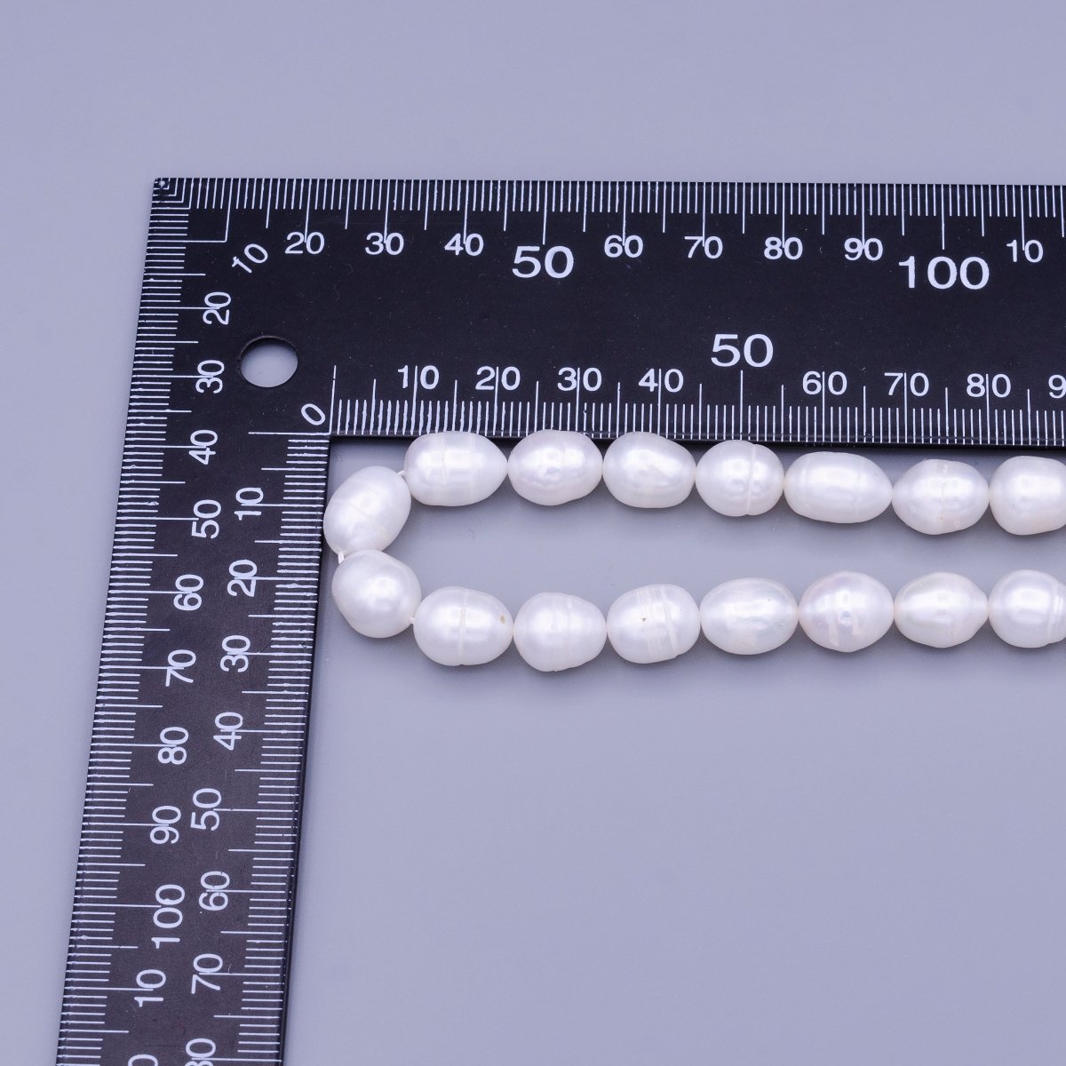 9.7mm White Freshwater Ringed Oval Pearl Strand Jewelry Making Finding Supply | WA - 1661 Clearance Pricing - DLUXCA