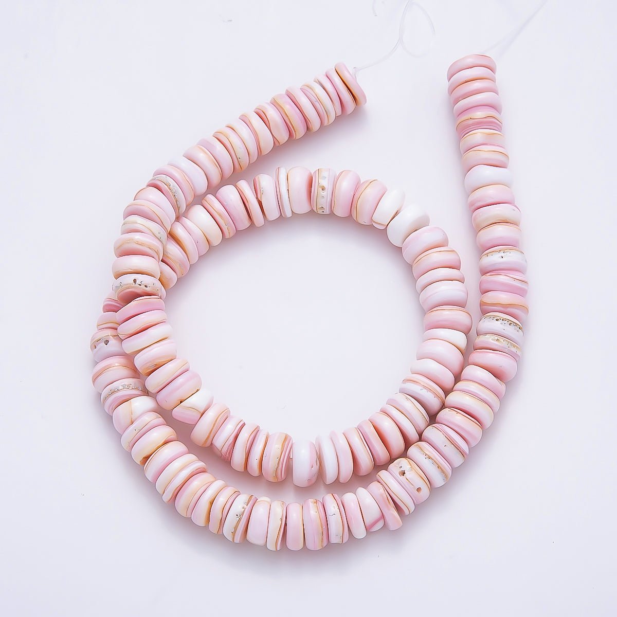 9mm Pink Shell Heishi Rondelle Gemstone Chain Bead Strand Finding | WA-00145 - DLUXCA
