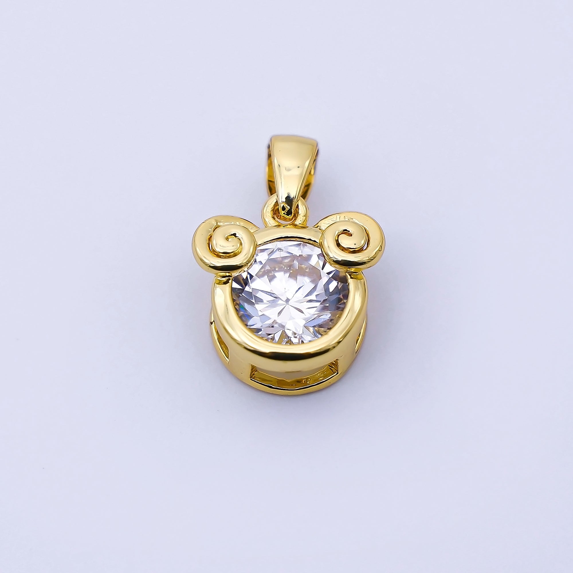 24K Gold Filled 15mm Clear CZ Zodiac Sign Pendant | A1352 - A1357