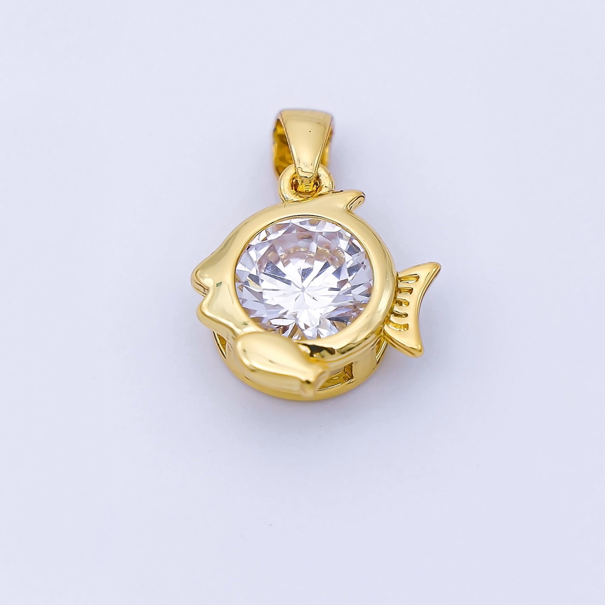 24K Gold Filled 15mm Clear CZ Zodiac Sign Pendant | A1352 - A1357