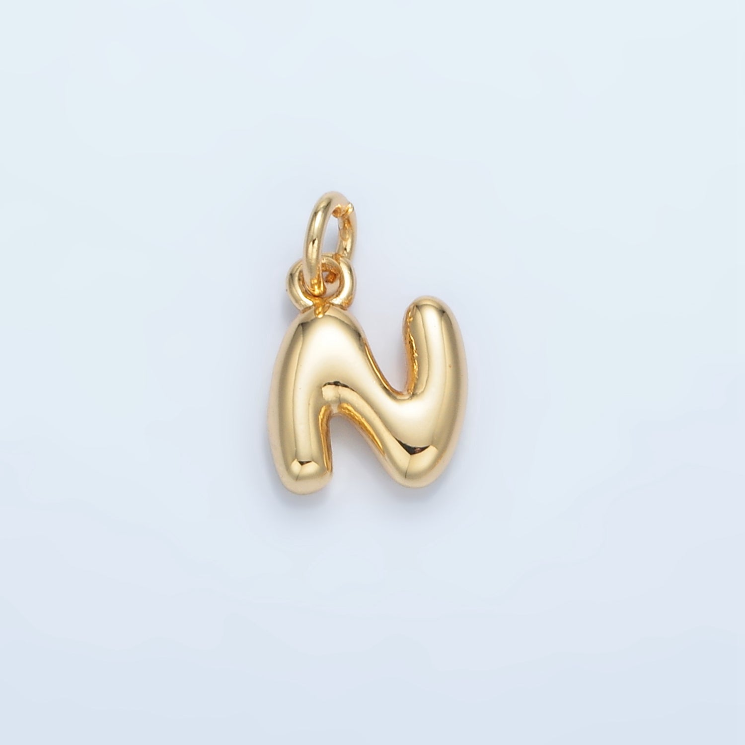 16K Gold Filled 10mm Initial Letter Chubby Balloon Mini Charm | A1591 - A1603