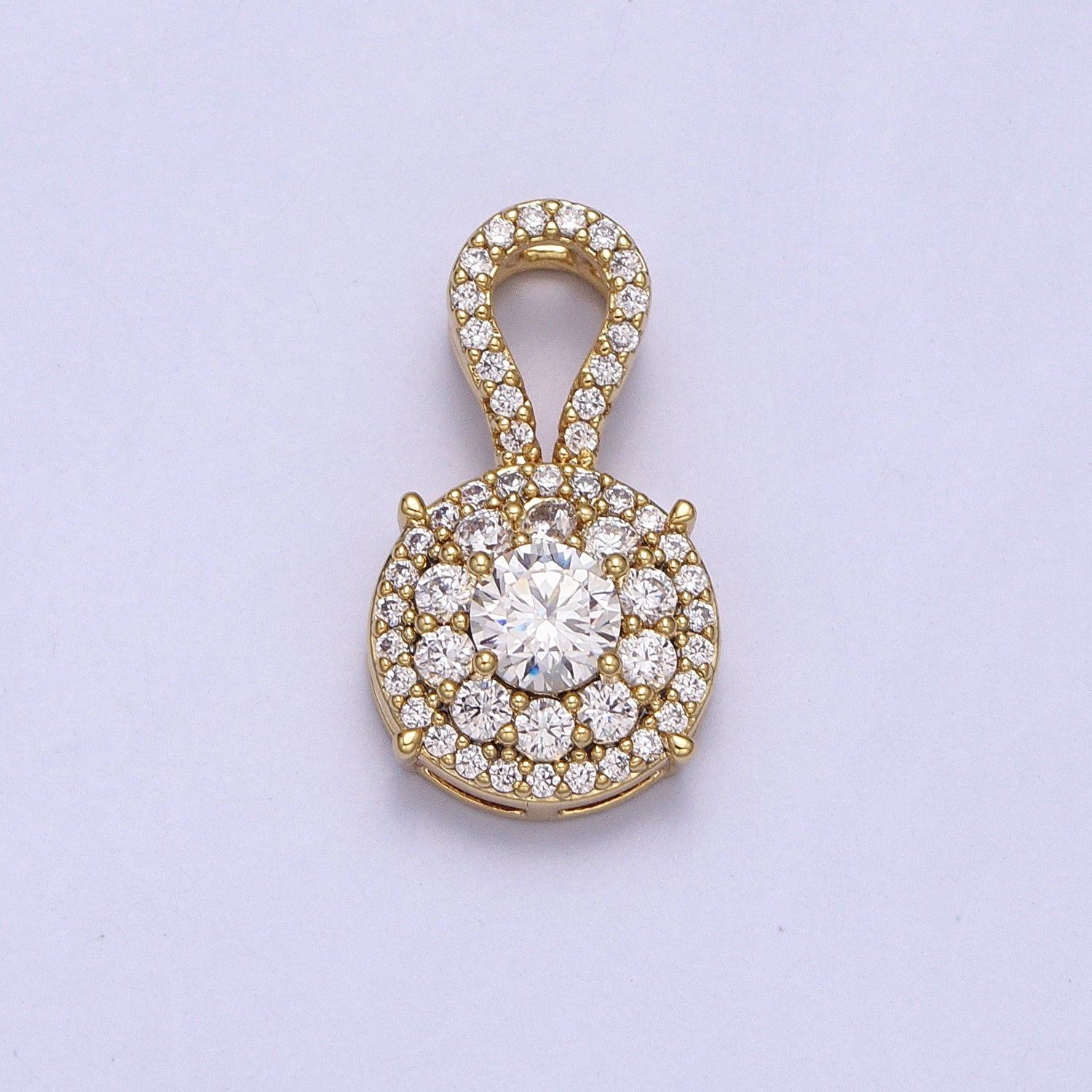 18.5mm Clear Micro Paved CZ Solitaire Round Pendant | AA00041