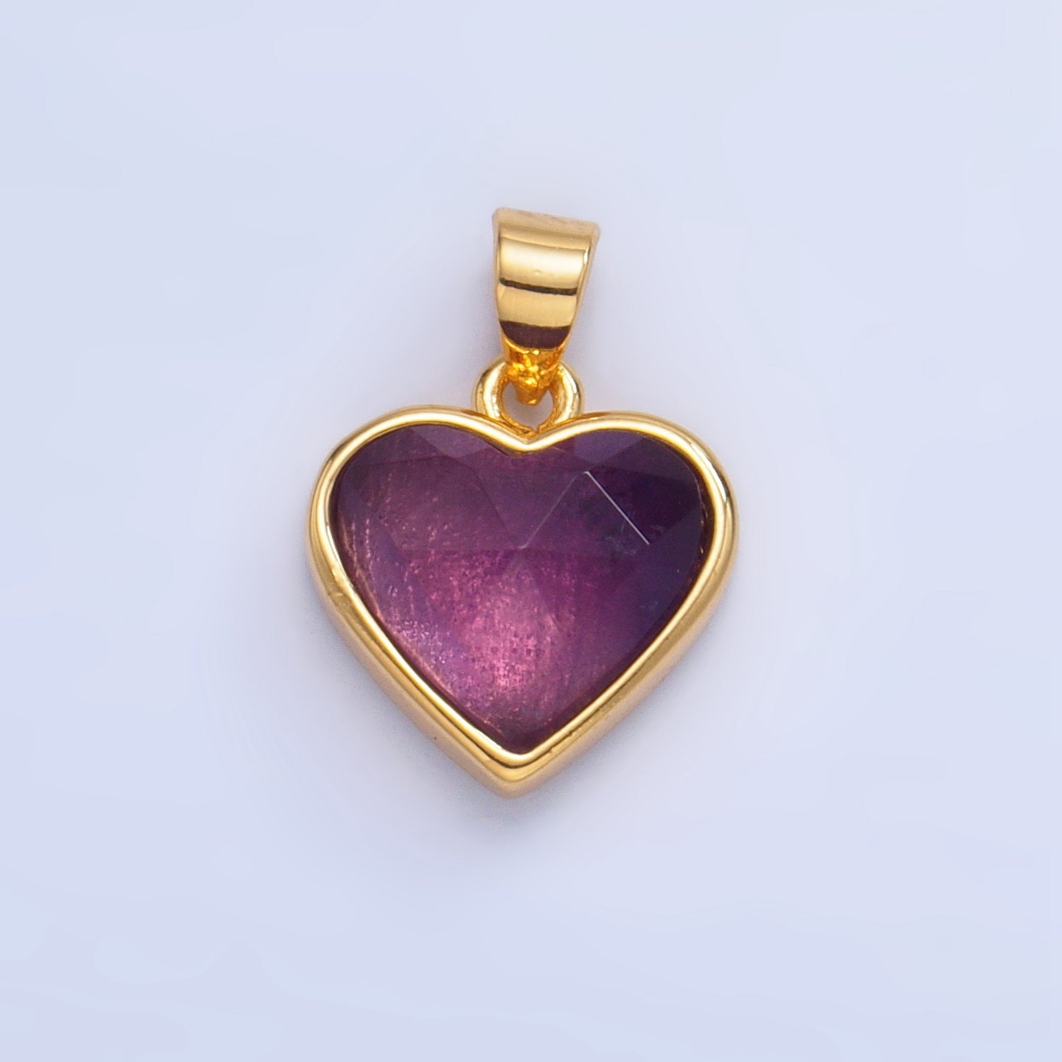 24K Gold Filled Multidimensional Gemstone Heart Bezel Pendant | AA1027 - AA1030