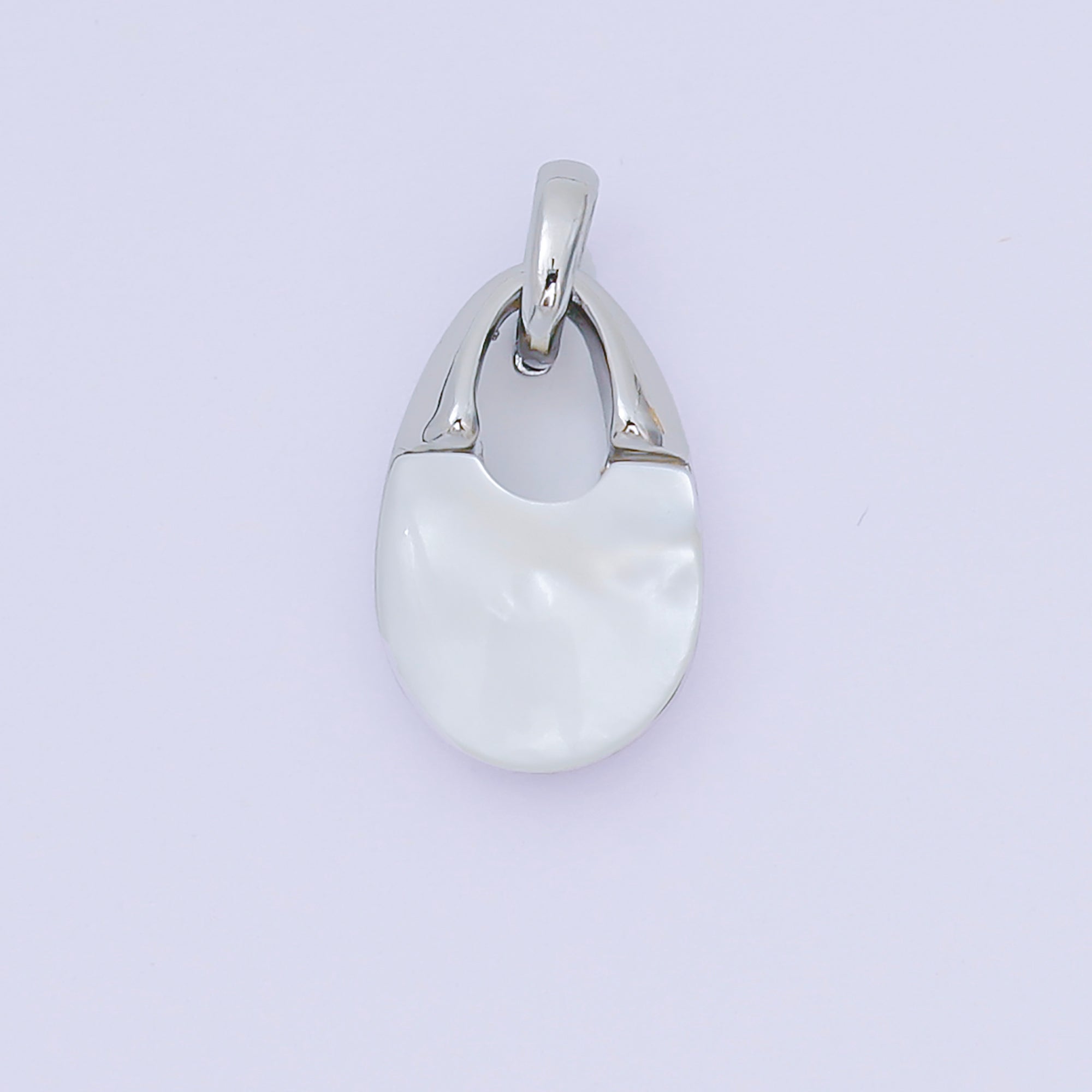 24K Gold Filled 14mm Shell Pearl Mini Padlock Charm Abstract Pendant in Gold & Silver | AA-1582