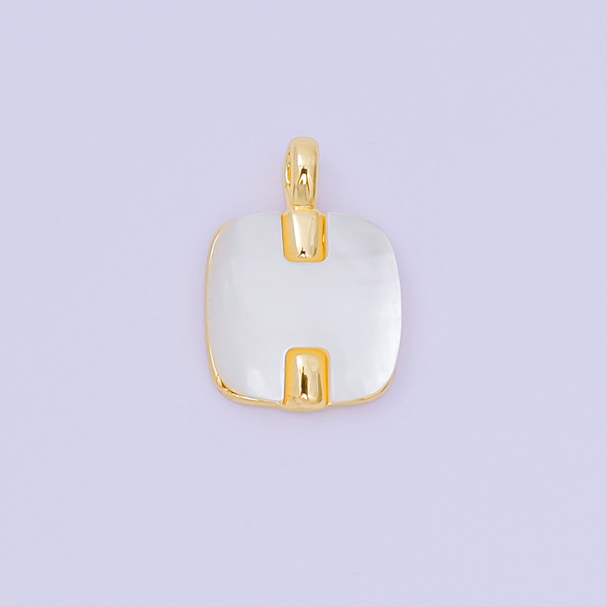 24K Gold Filled 15mm square Shell Pearl Charm Minimalist Jewelry in Gold & Silver | AA-1583