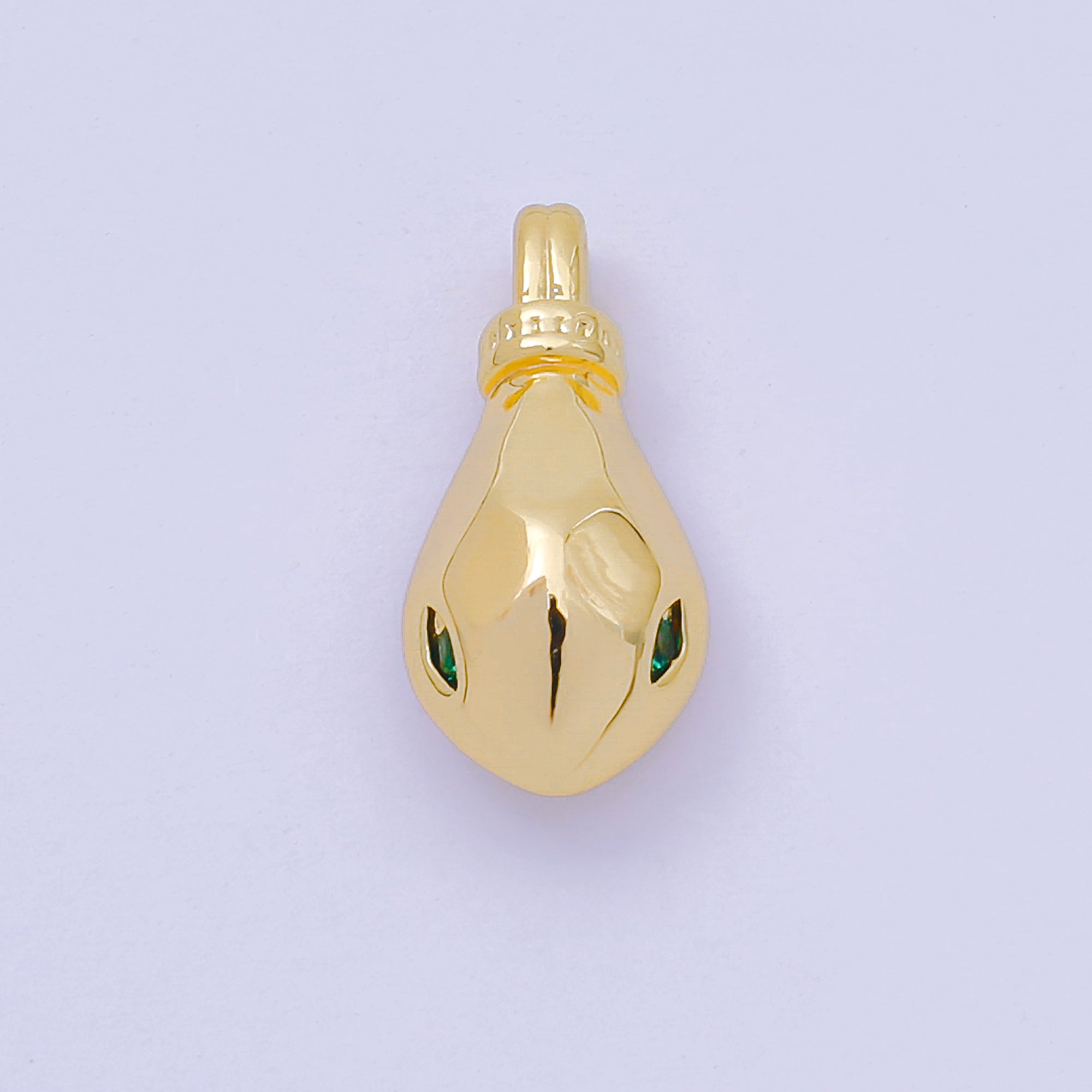 24K Gold Filled 17.5mm Green CZ Head of the Turtle Sea Animal in Gold & Silver | AA-1585