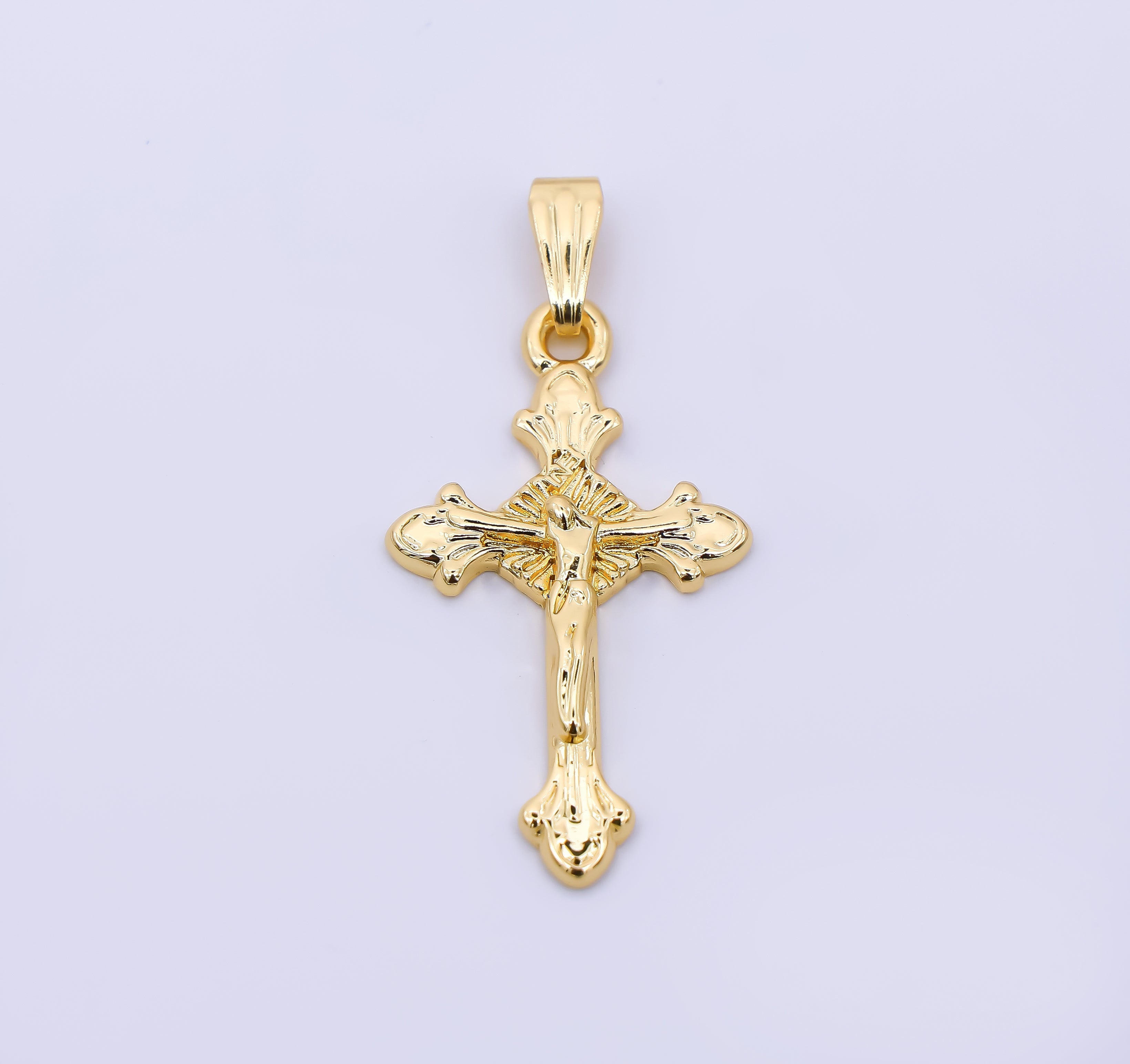 24K Gold Filled 31mm Christ Cross Crucifix Charm in Gold & Silver | AA1609