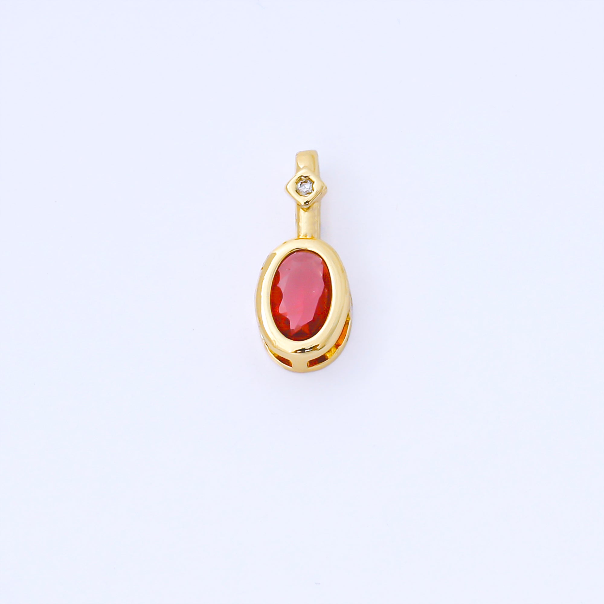 24K Gold Filled 14mm Fuchsia, Green, Black CZ Bezel Outline Oval Pendant | AA1636 AA1637 AA1652
