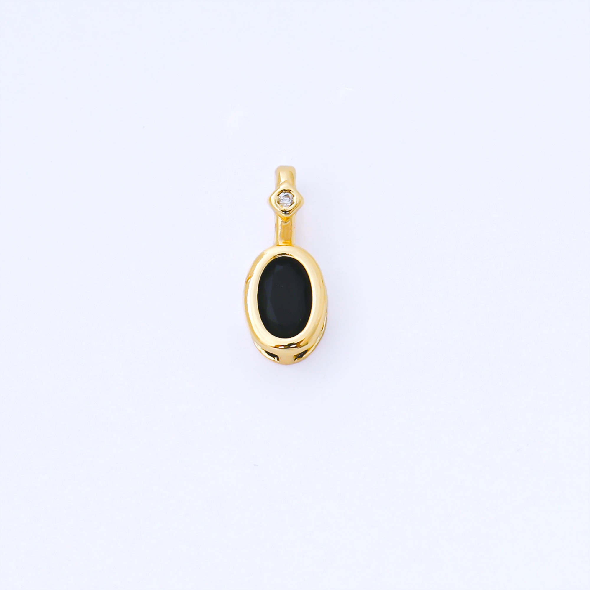 24K Gold Filled 14mm Fuchsia, Green, Black CZ Bezel Outline Oval Pendant | AA1636 AA1637 AA1652