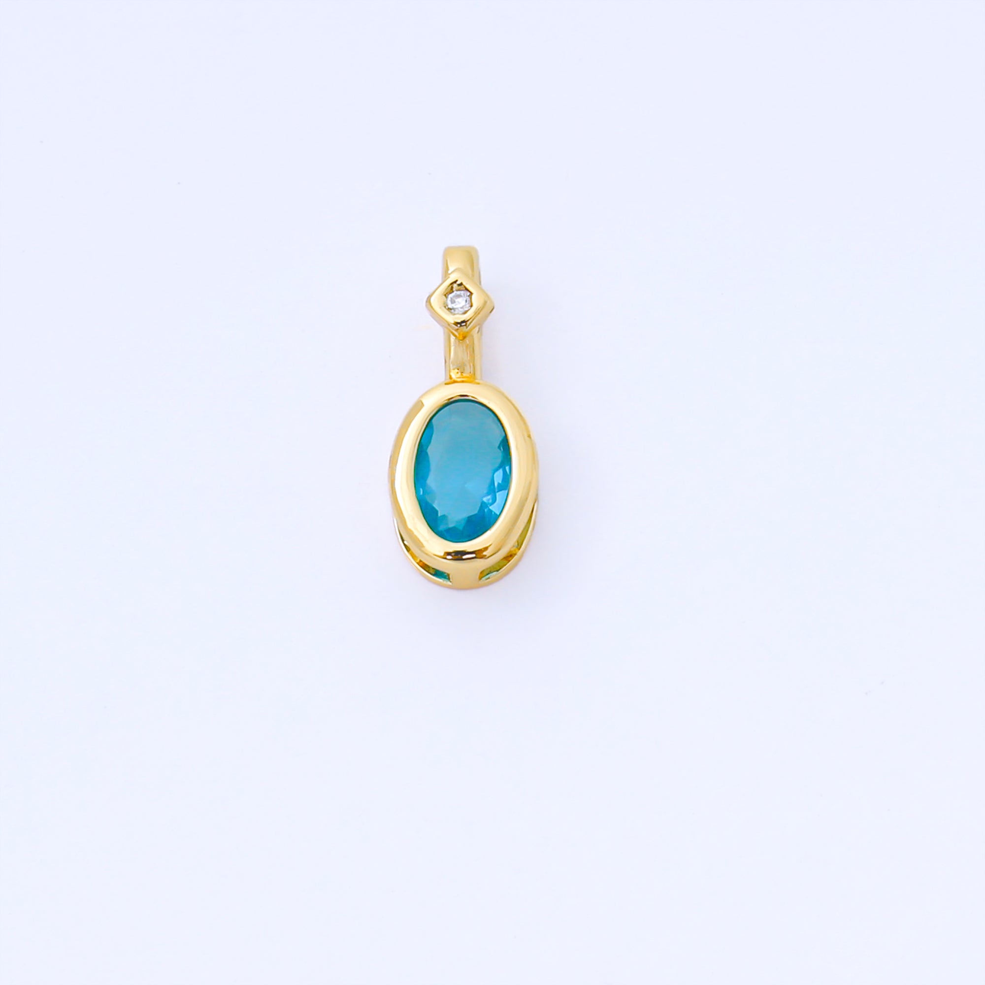 24K Gold Filled 14mm Fuchsia, Green, Black CZ Bezel Outline Oval Pendant | AA1636 AA1637 AA1652