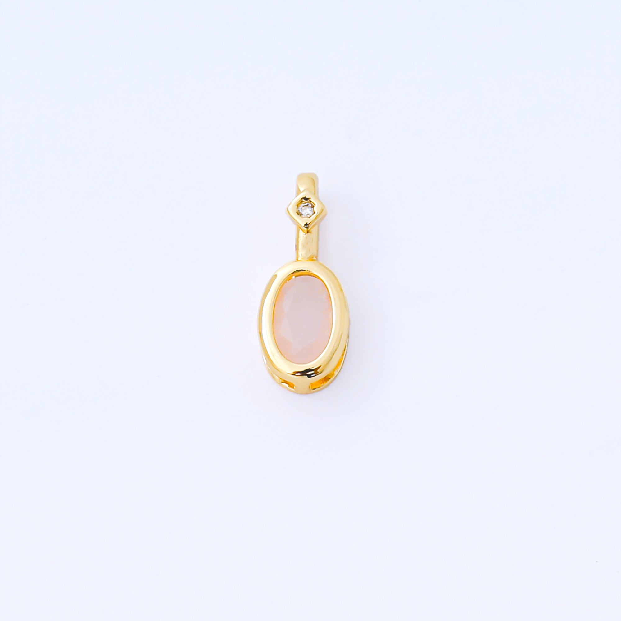24K Gold Filled 14mm Fuchsia, Green, Black CZ Bezel Outline Oval Pendant | AA1636 AA1637 AA1652