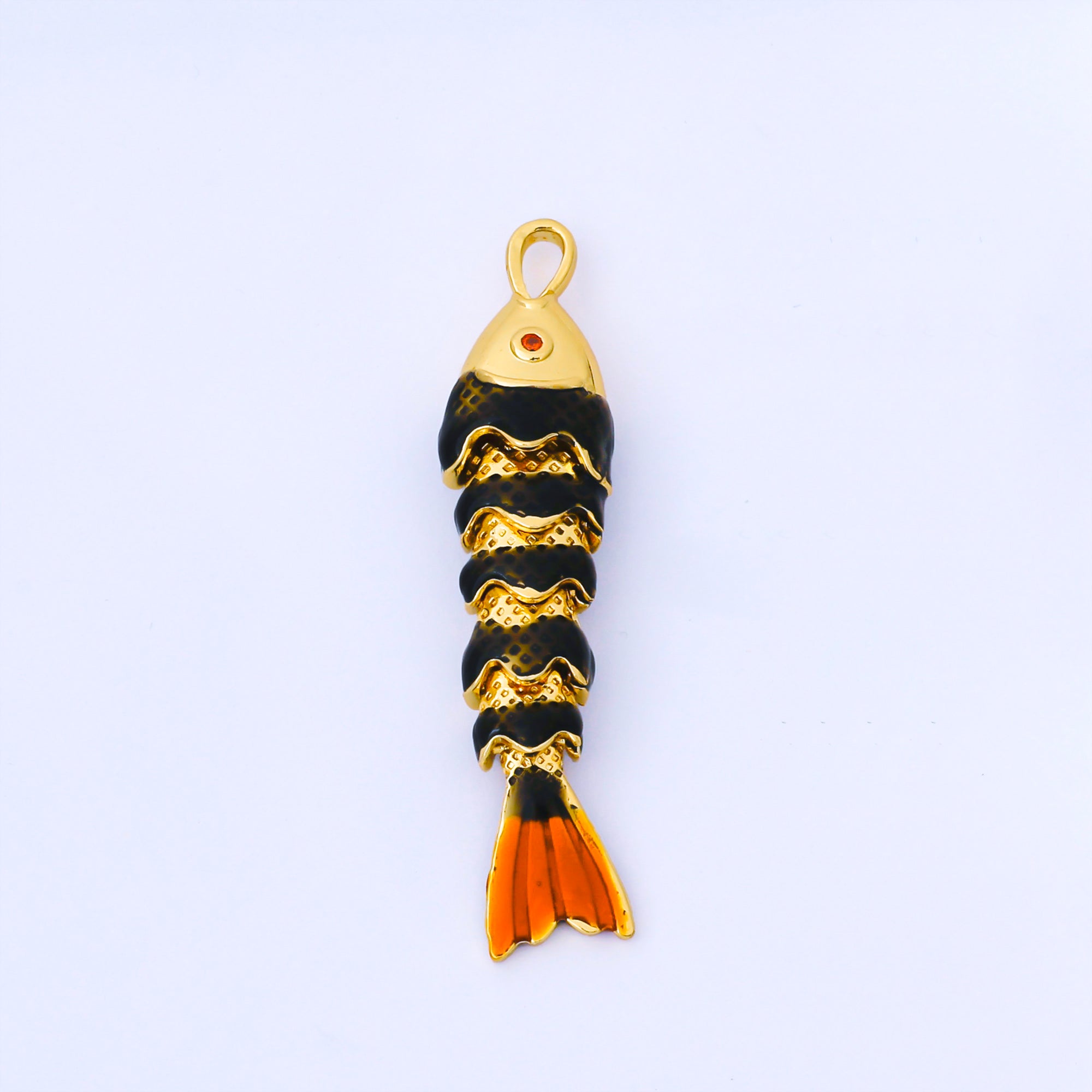 24K Gold Filled Colorful Enamel Fish 3D Movable Animal Charm | AA1667