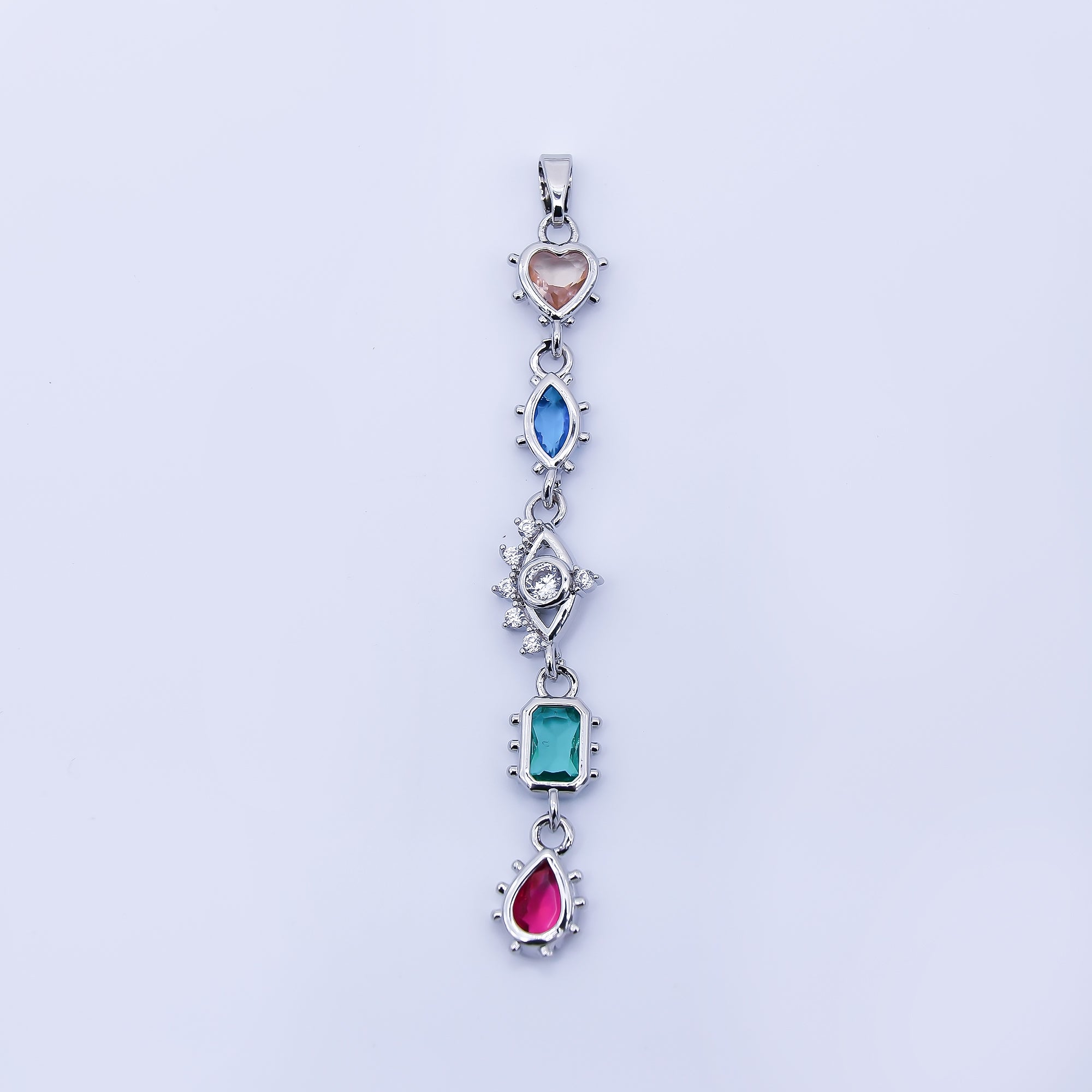 24K Gold Filled Multi Color Shape CZ Drop Charm Pendant Heart, Marquise & Teardrop Design in Gold or Silver AA1673