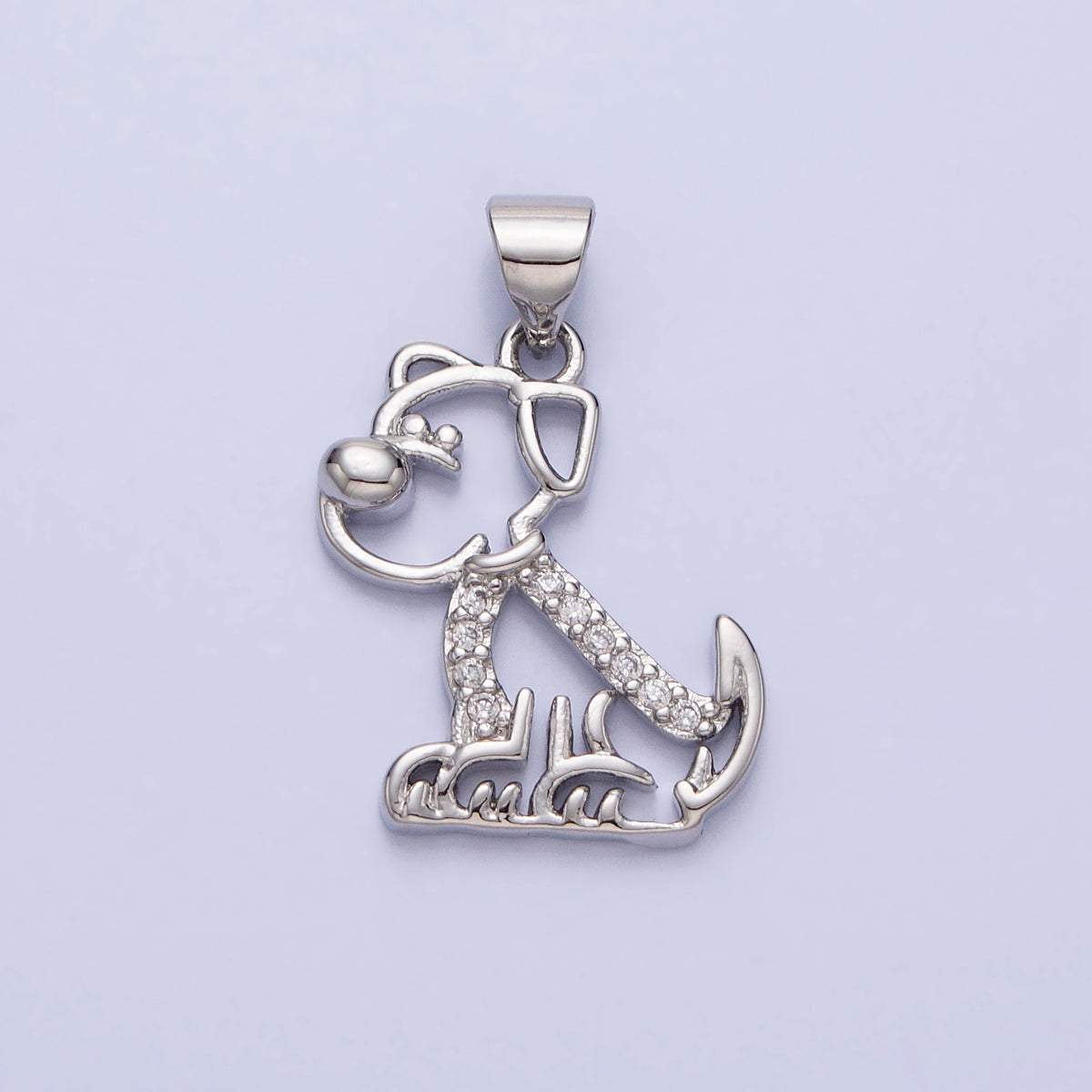 16K Gold Filled Dog Pet Animal Micro Paved CZ Open Pendant in Gold & Silver | AA302 AA312