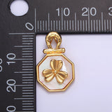 24K Gold Filled Clover Shell Pearl Molten Bail Hexagonal Pendant | AA604 - DLUXCA