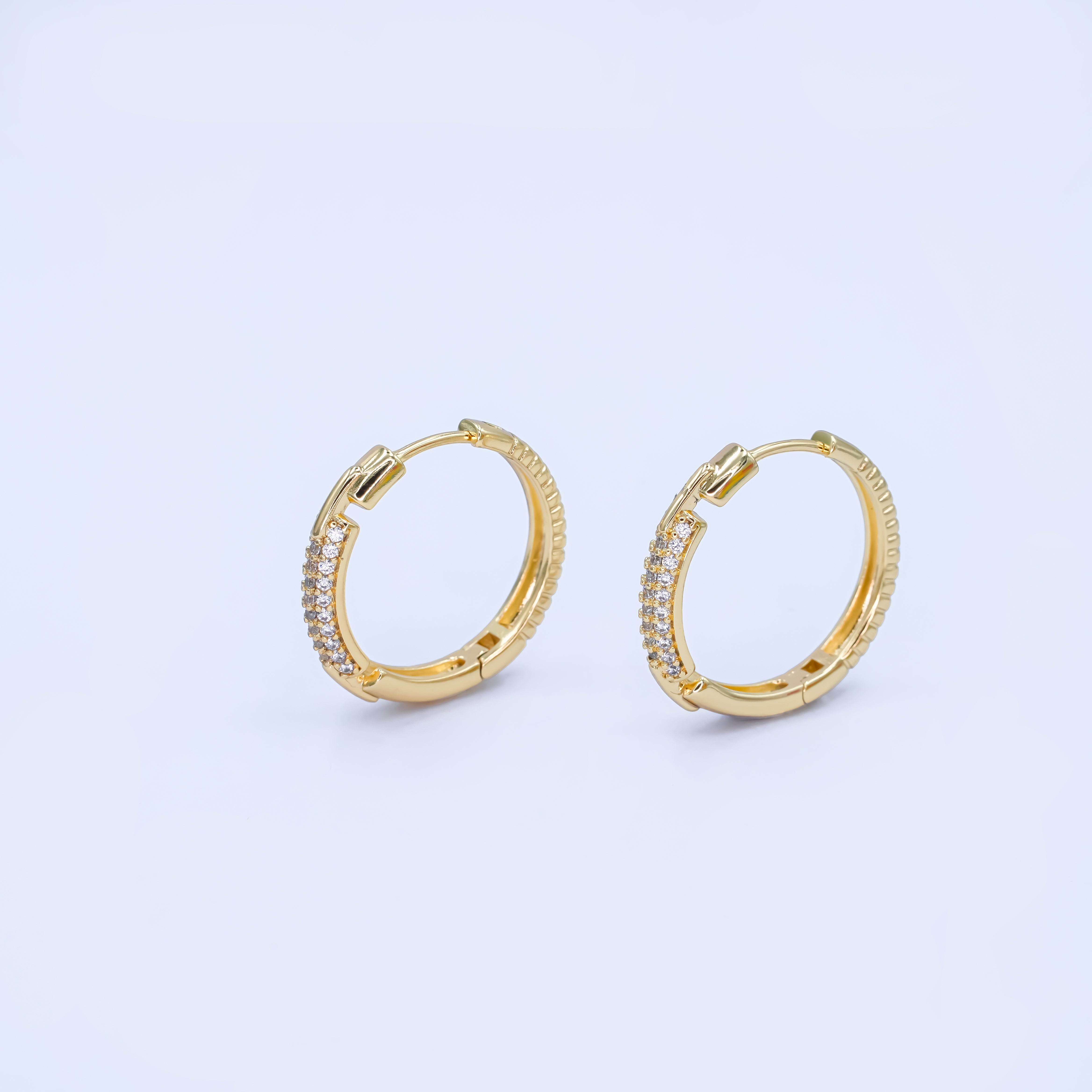 14K Gold Filled 23mm Double Micro Paved CZ Endless Hoop Earrings | AB1541