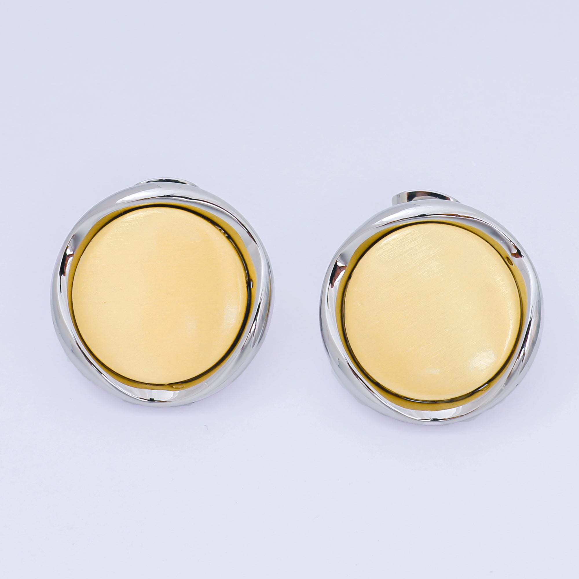 24K Gold Filled Mixed Metal Layered Circle Drop Stud Earrings | AB1596