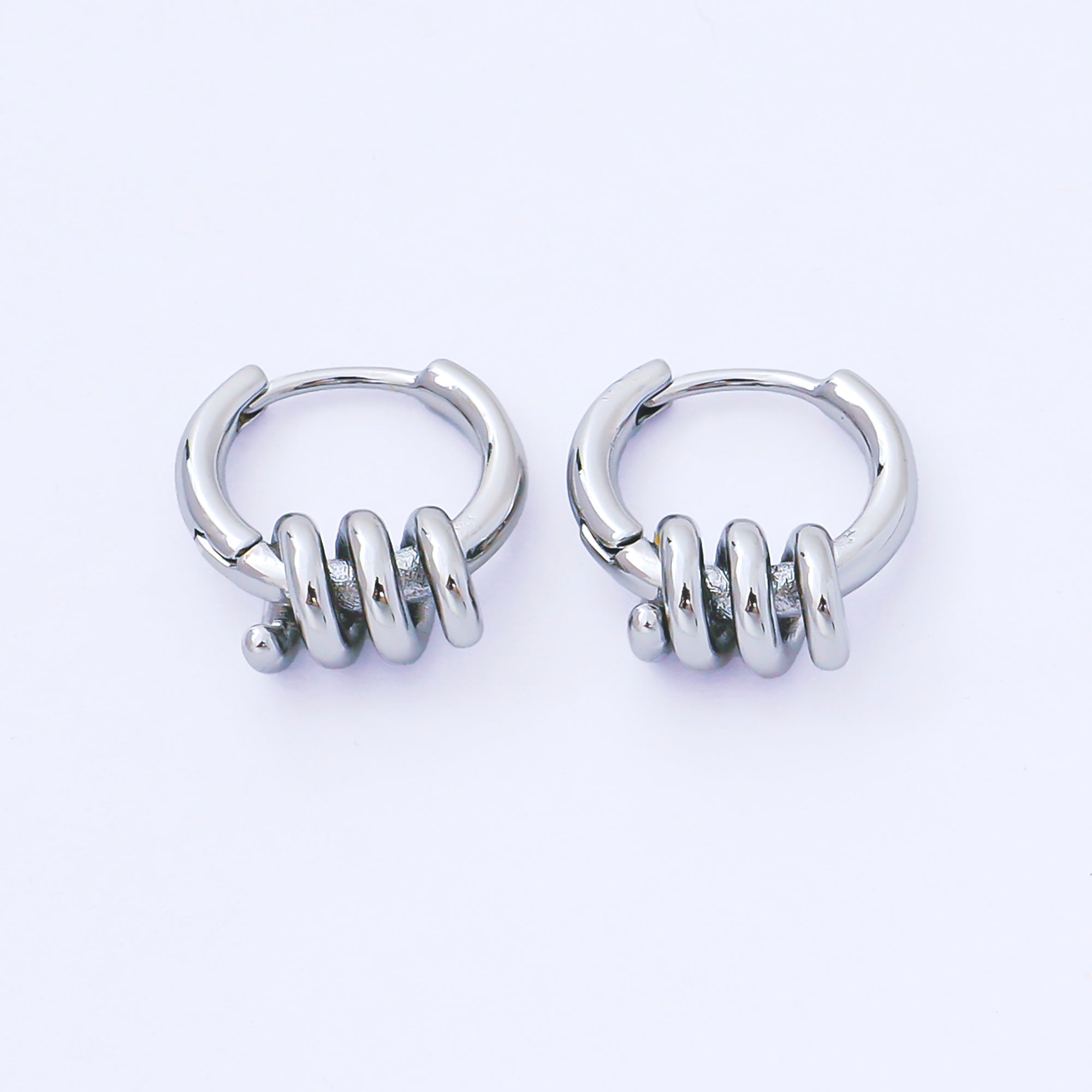 24K Gold Filled 15mm Twisted Spring Huggie Earrings in Gold & Silver | AB1628 AB1629