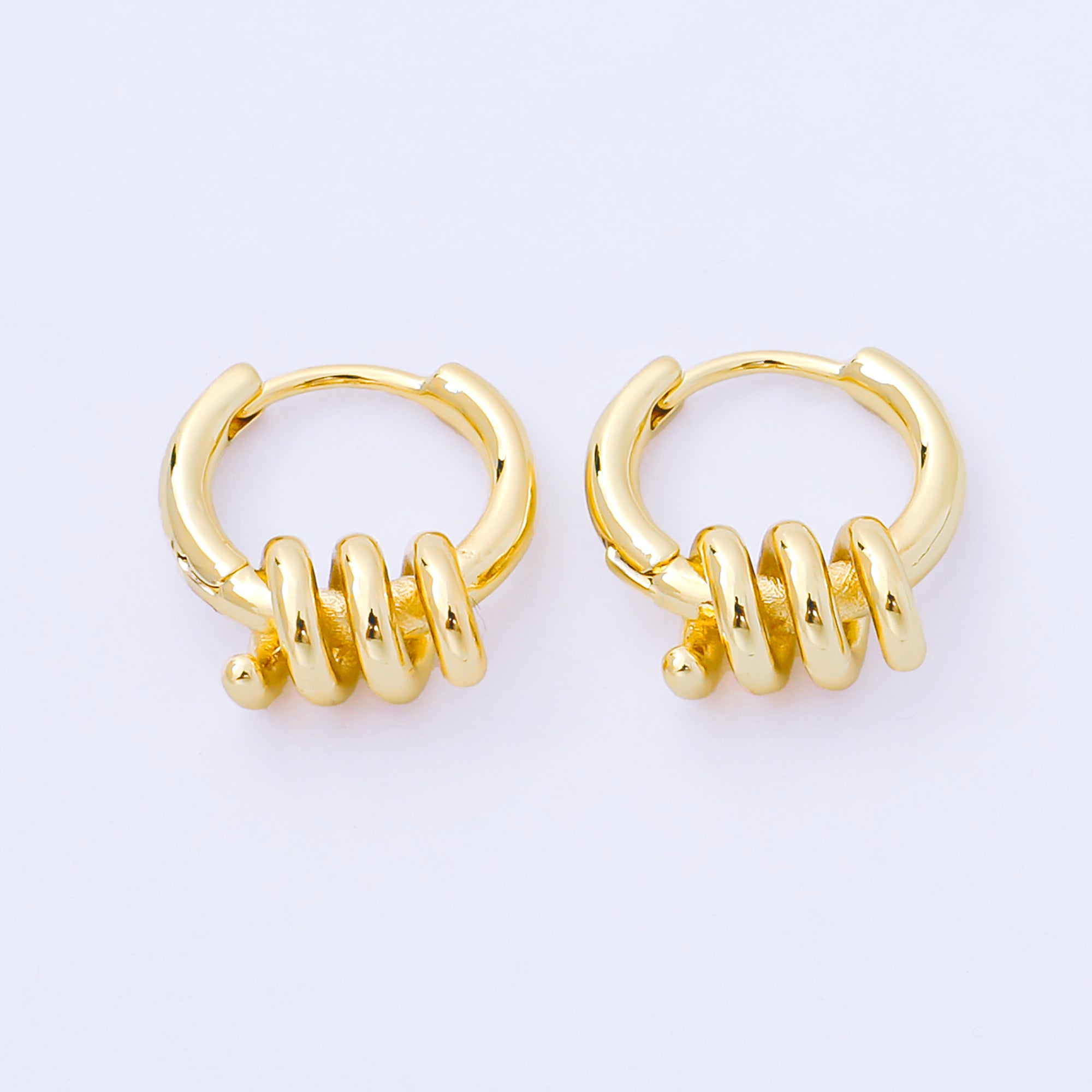 24K Gold Filled 15mm Twisted Spring Huggie Earrings in Gold & Silver | AB1628 AB1629