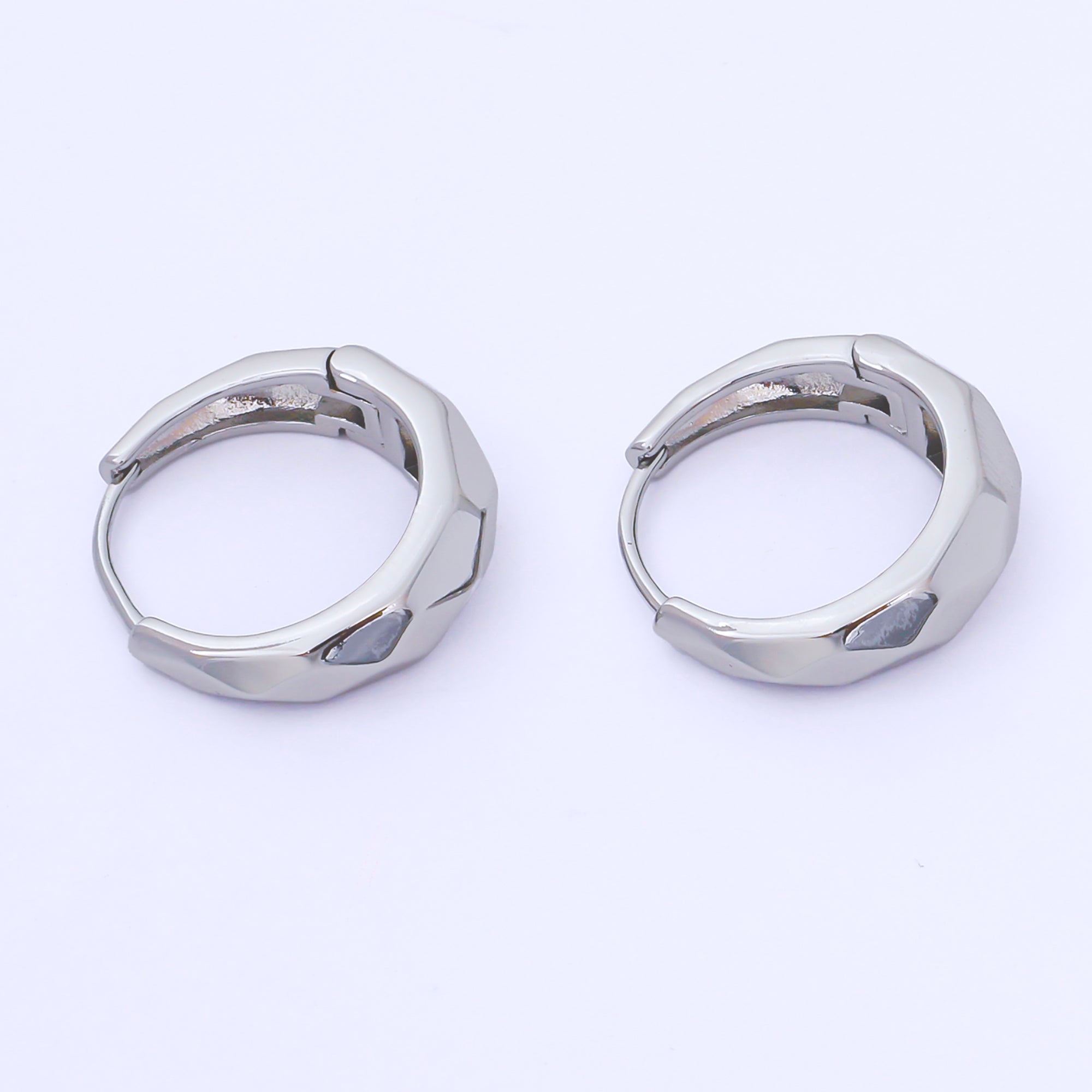 24K Gold Filled 19mm Hammered Textures Dainty Huggie Earrings in Gold & Silver | AB1630 AB1631