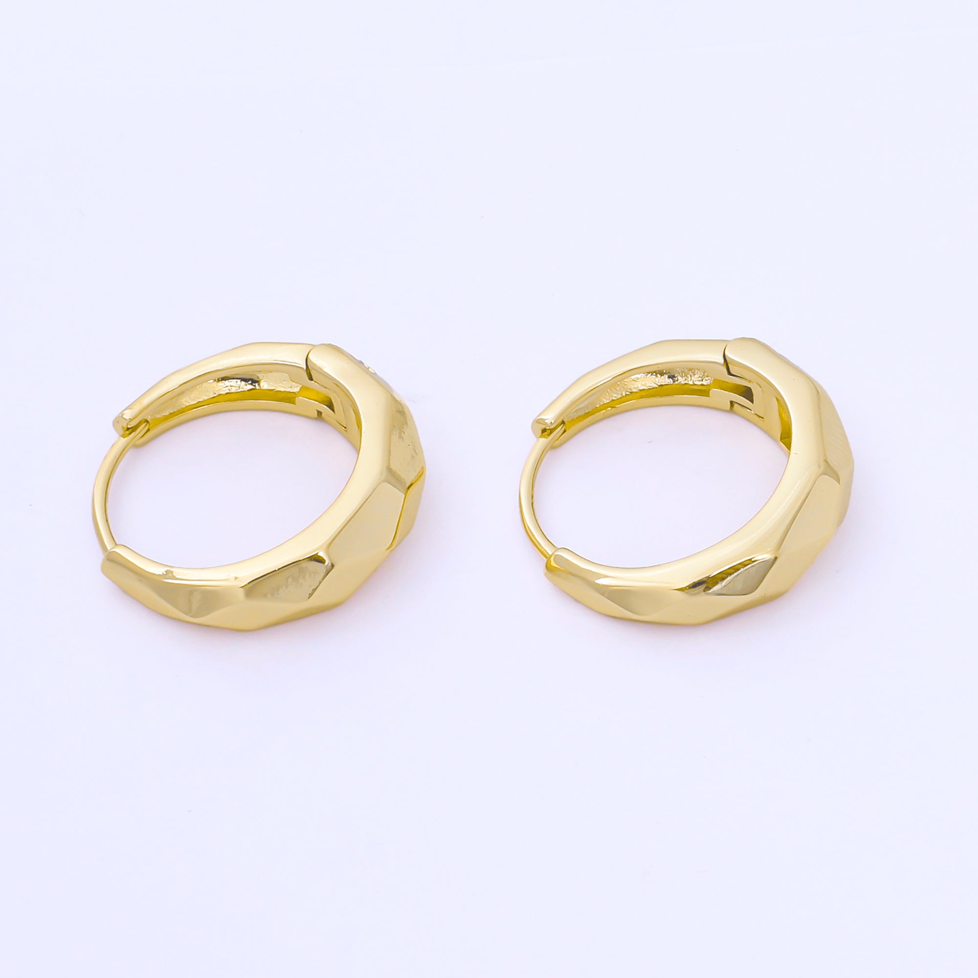 24K Gold Filled 19mm Hammered Textures Dainty Huggie Earrings in Gold & Silver | AB1630 AB1631